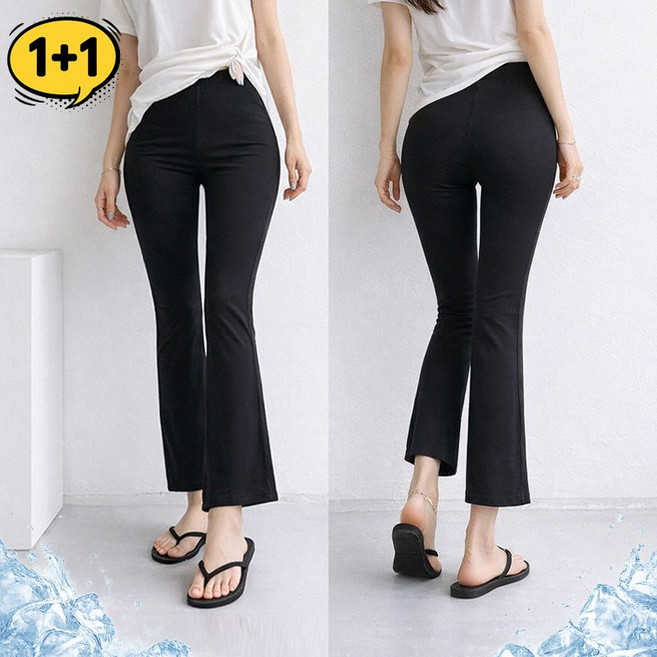 1+1 아이스 부츠컷 레깅스 밴딩팬츠 FREE~ 5XL ( 숏/롱 ) [국내생산 프리미엄] 빅사이즈
