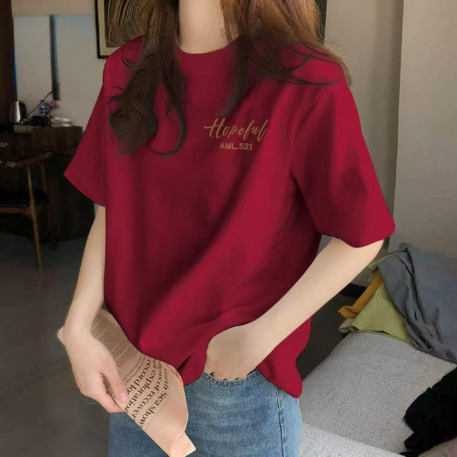 100%純棉 短袖T恤女 夏季新款 休閒百搭 體恤衫