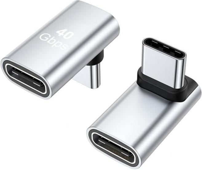 AreMe아레미 90도 USBC 남여 어댑터 스팀 데크용 2팩 직각 100W 타입C 익스텐더 ROG 앨리 스위치 노트북 컴퓨터 태블릿 및 휴대폰 실버, Silver