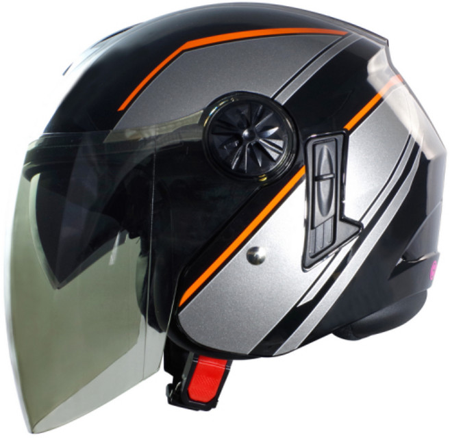 GP-5 簡約雙層鏡 3/4罩安全帽 內鏡片 機車騎士必備, 黑/灰-註明尺寸
