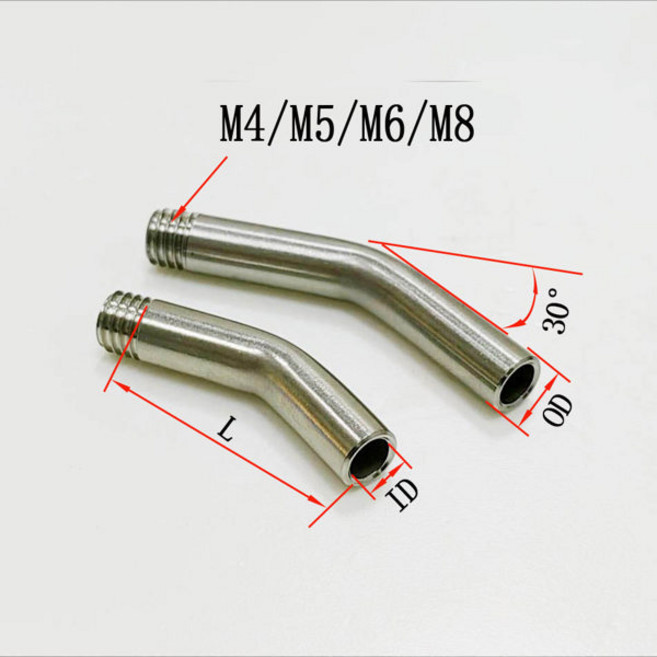 1pcs M4/M5/M6/M8 스테인레스 스틸 SS304 CNC 팔꿈치 튜브, L 30mm, M8 OD 8mm ID 6mm, 1개