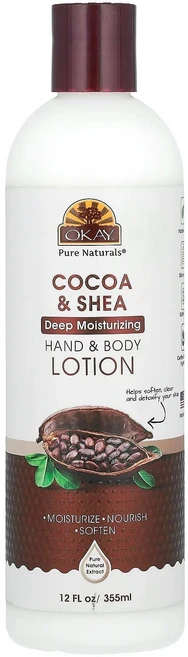 오케이 퓨어 내추럴스 핸드 & 바디 로션 코코아 & 시어 355ml (12 fl oz) OKA-02558 - 쿠팡