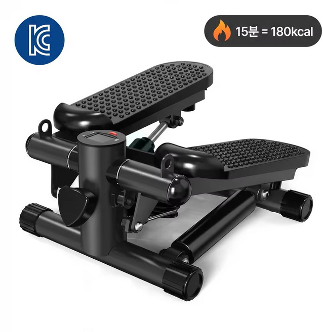 [저소음/야간운동OK] 듀얼유압 스텝퍼 가정용 계단오르기 홈트 다이어트 운동기구 초보자 LED 카운터 보폭조절 120kg 하중, 블랙