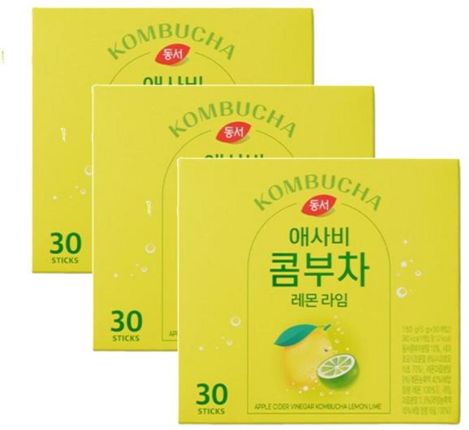 동서 애사비 콤부차 레몬 라임 30개입 150g 3개, 1세트