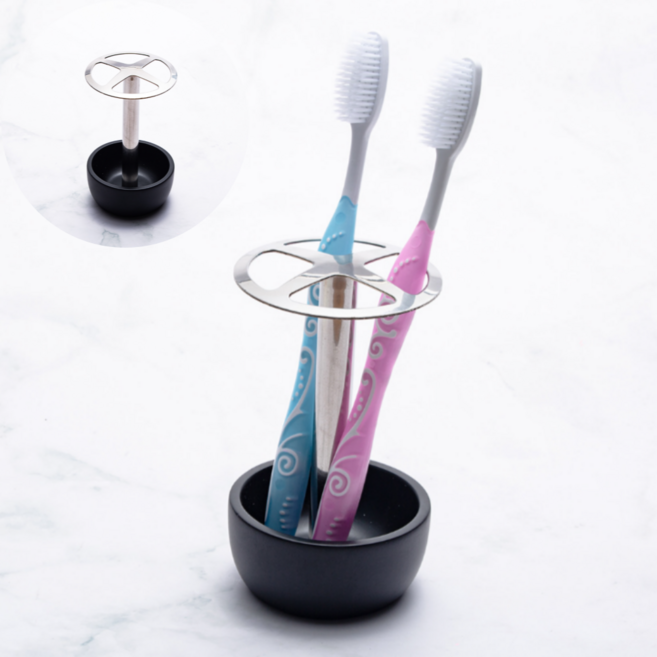바이브라이프 스텐 칫솔꽂이 칫솔홀더, 1개, 써클블랙