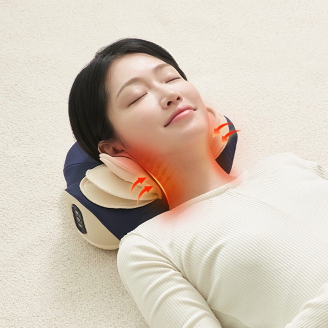 [슬룸 정품] 슬룸 목편한케어 플라잉 3D 레이어드 온열 에어백 목마사지기, 1개