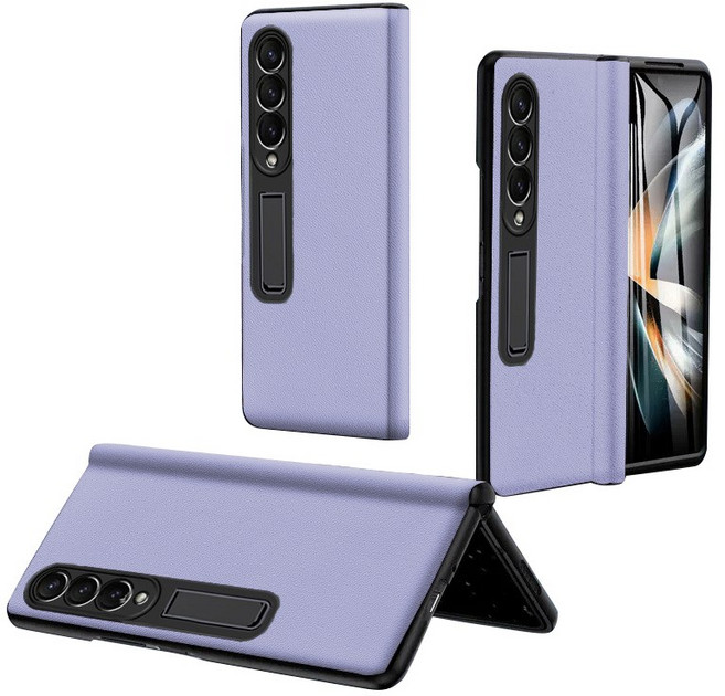 YINUO 갤럭시 Z 폴드3 4 5 6 힌지보호 소가죽 케이스+액정보호 필림 일체형 휴대폰 케이스