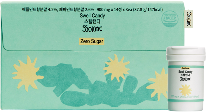 쏠랑 스웰캔디 민트 보검선인장 추출물 츄어블 무당 캔디 900mg, 1박스, 42정