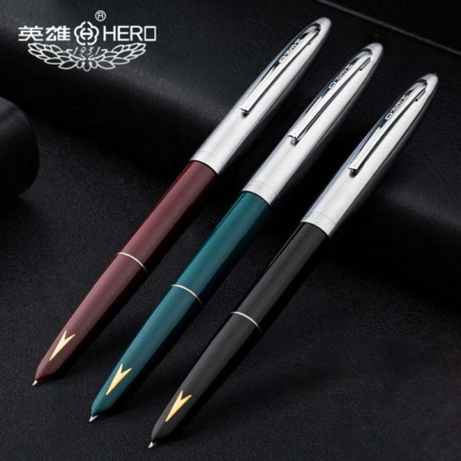 HERO 329-a 플라스틱 만년필 문구 사무용품 잉크 펜, 01 Bend, 03 빨간