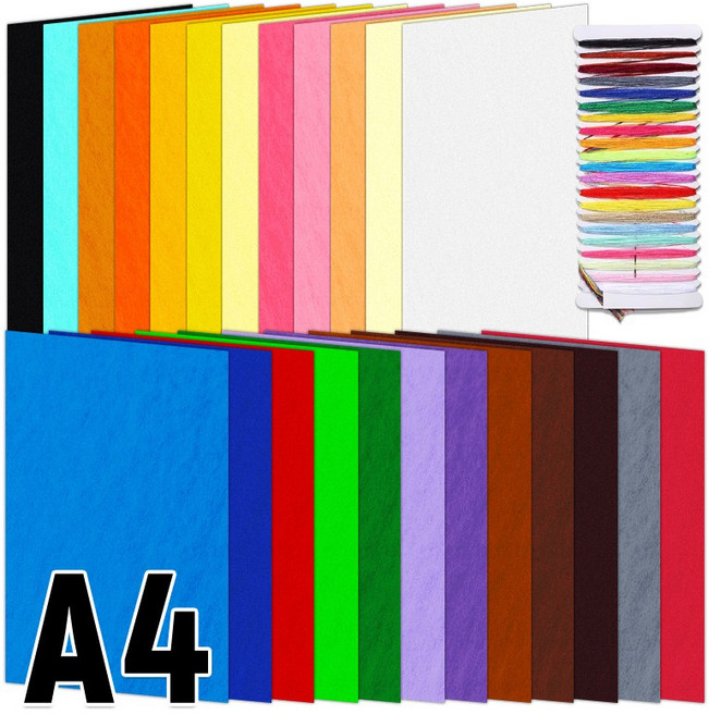 LINJIN A4 칼라펠트 비접착식 1세트 펠트지탑꾸 중복컬러 없이 알뜰구성, 24색