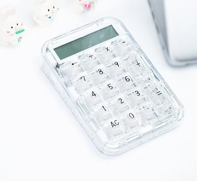 Coolkiller 쿨킬러 기계식 투명 계산기 휴대용 사무용 회계 사무실 전자계산기 키보드, 1개, 일반