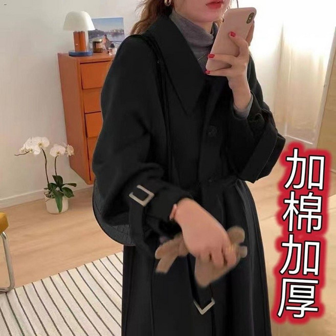 毛呢外套 毛呢大衣 外套大衣 呢子大衣女中長款秋冬新款韓版寬松小個子百搭過膝毛呢外套女