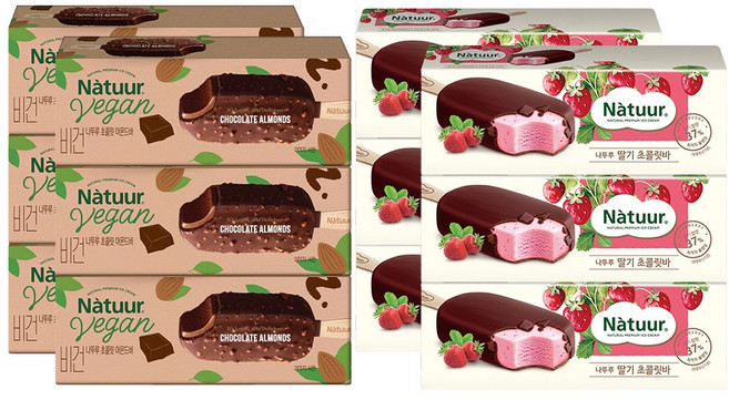 나뚜루 비건 초콜릿 아몬드 x6 + 딸기밀크초콜릿 x6, 90ml