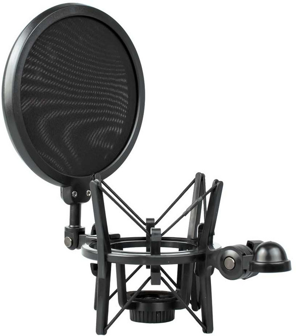 콘덴서 마이크 쇼크마운트 팝필터 일체형 서스펜션 21mm 수나사 5/8 3/8 어댑터, 1개