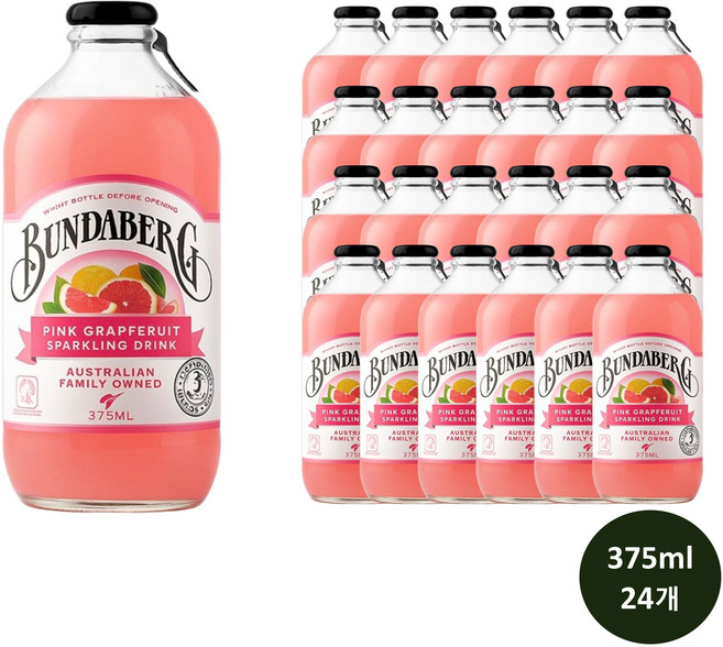 분다버그 핑크 그레이프푸르트 탄산음료, 375ml, 24개