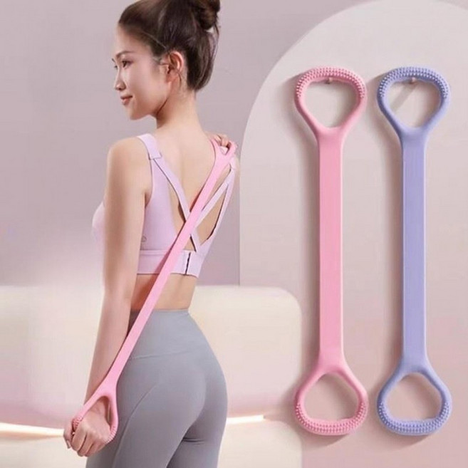 45cm 실리콘 스트레칭 밴드 경량 어깨 요가 필라테스 운동 홈트 밴드, 핑크, 1개