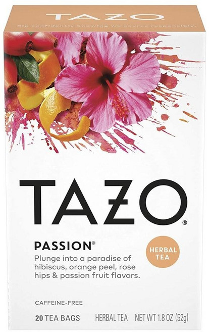 타조 티 허브 패션티 20티백 6박스 Tazo Herbal Tea Bags For a Refreshing Beverage Passion Caffeine-Free 20 6 ct, 수량, 20개입, 52g, 6개