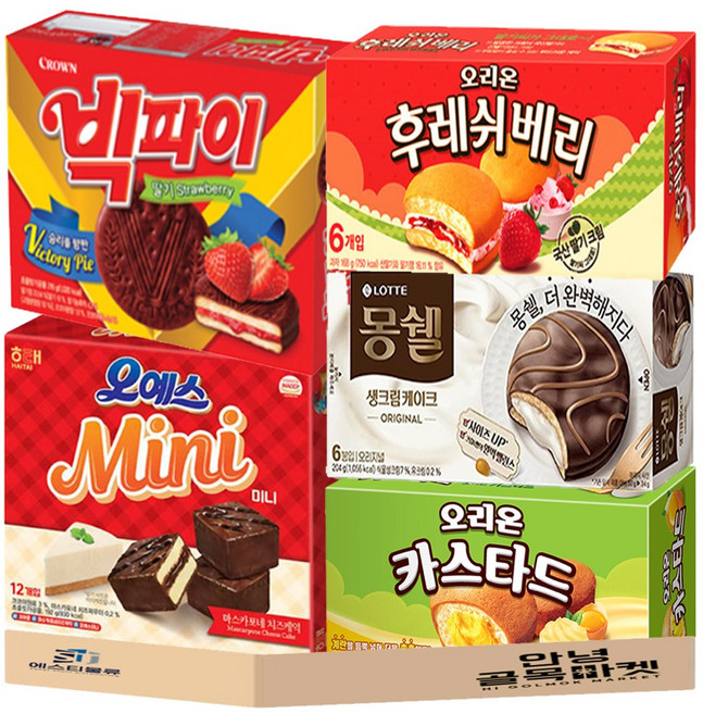 오예스12개입+몽쉘생크림6개입+카스타드6개입+후레쉬베리6개입+빅파이12개입, 오예스미니빅파이 후레쉬베리 몽쉘생크림 카스타드, 1세트