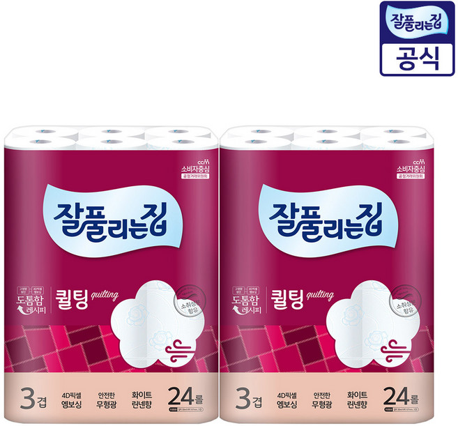잘풀리는집 퀄팅 3겹 화장지, 30m, 24개입, 2개