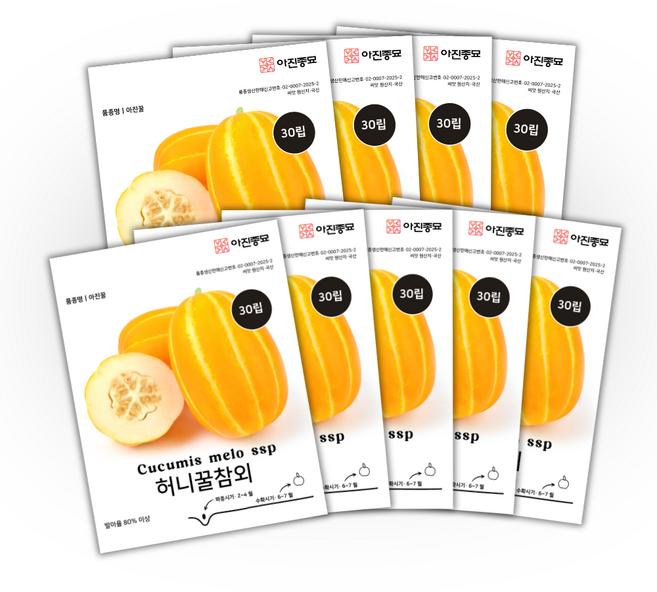 [주주씨앗] 허니꿀참외 씨앗 30립 / 달콤하고 시원한 인기과일 참외 종자, 9개
