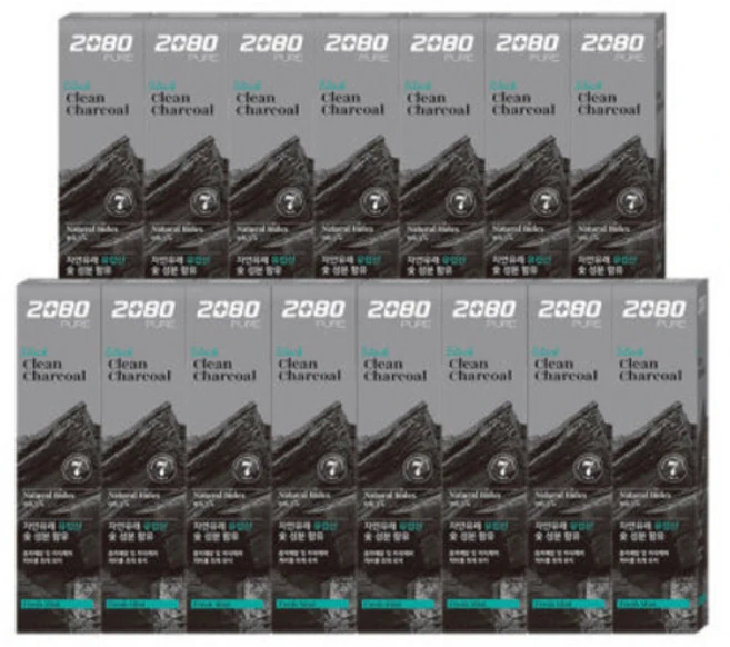 2080 블랙치약 차콜 프레쉬민트 숯치약 125g 15개 - 쿠팡