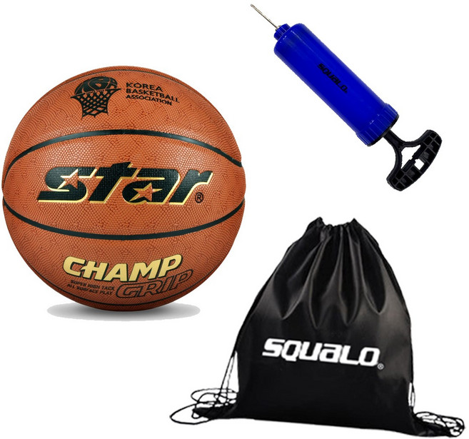 STAR 스타 농구공 챔프 그립 CHAMP GRIP BB4657, BB4657 + SQUALO 공가방 & 펌프, 1개