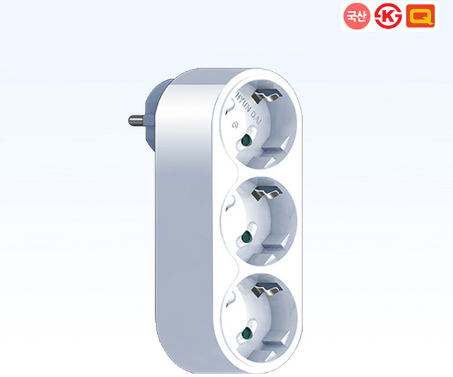 현대일렉트릭 국내 절전형 회전형 멀티탭 멀티코드 1구 2구 3구 방수방진 난연, 회전"으"자형 3구 일반형 멀티탭, 1개, 흰색, 13cm