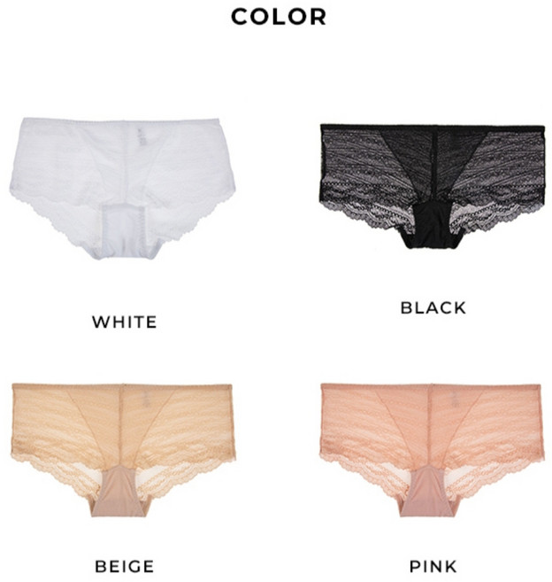 섹시쿠키 베이직 사각 레이스팬티 (WH/BE/IP/BK)