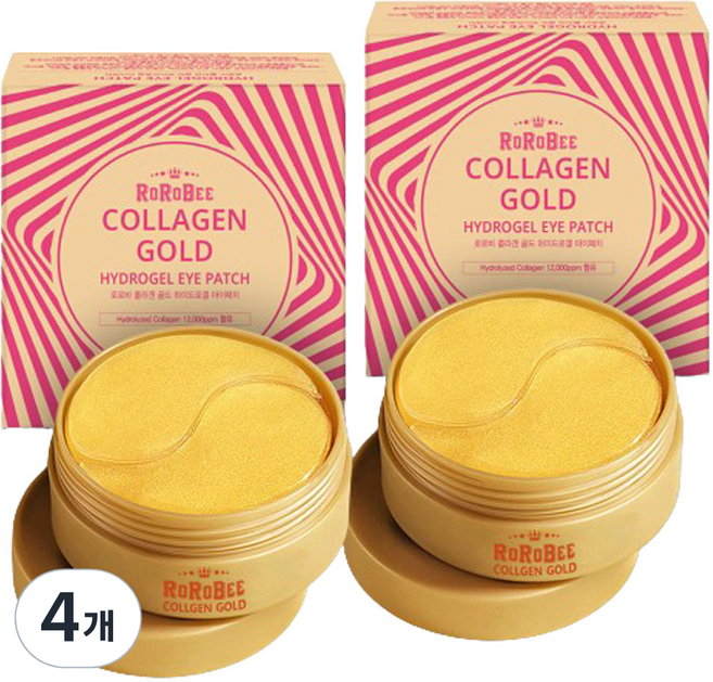 로로비 24k 골드 함유 하이드로겔 콜라겐 대형 아이패치, 60개입, 4개