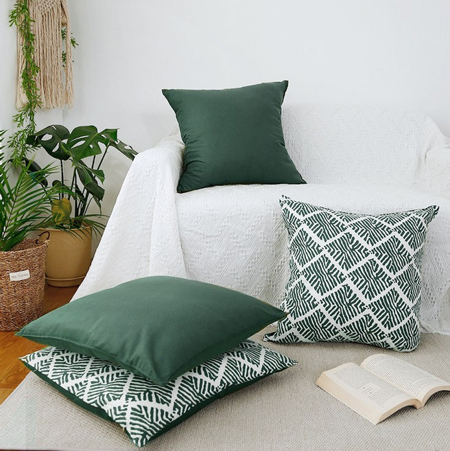 애프터식스 세렝게티 국산 순면 광목 30수 소파 침대 사각방석 쿠션 (솜+커버)세트 50x50 그린, 세렝게티_순면_그린, 01.방석_50x50(솜+커버)