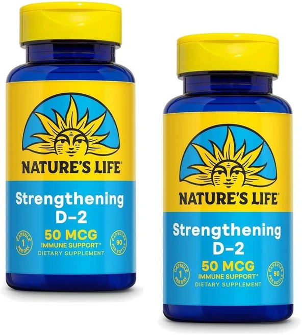 네이쳐스 라이프 비타민D2 2000IU 캡슐 Natures Life Vitamin D2, 2개, 90정 - 쿠팡