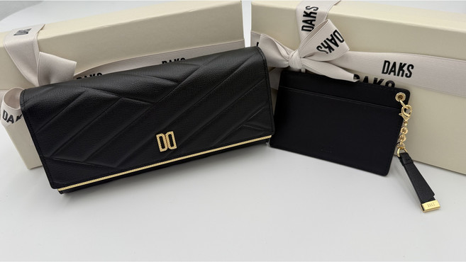 닥스 D.D로고 칼라일 패턴 골드 3단 장지갑 (선물포장)