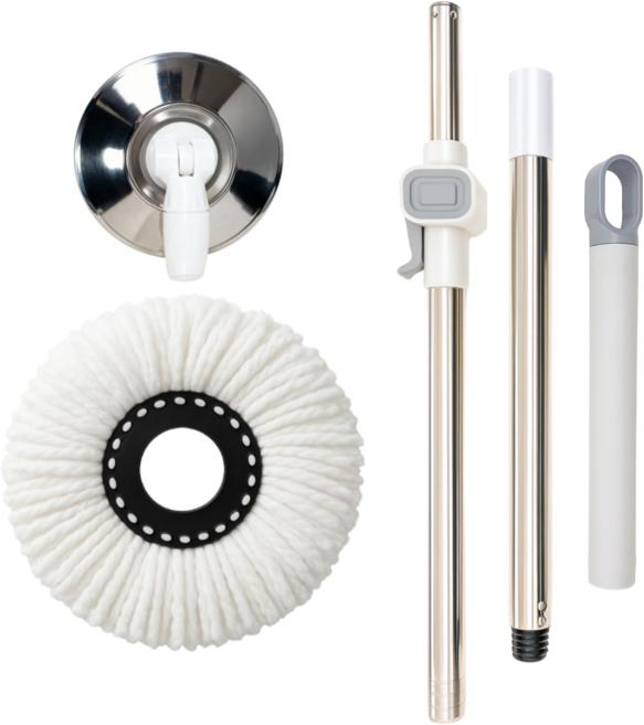 공간온도 회전걸레 스테인리스 밀대봉 + 극세사걸레, 1세트