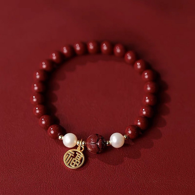 이레오몰 경면주사 복 진주 팔찌 재물운을 부르는 L-0063