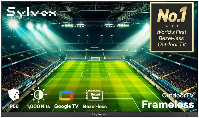 파티오 & 뒷마당용 SYLVOX 43인치 야외 TV 초좁은 베젤 업그레이드된 IP56 방수 TV OS /AI 배경화면 돌비 애트모스 부분 태양을 위한 1000니트 밝기