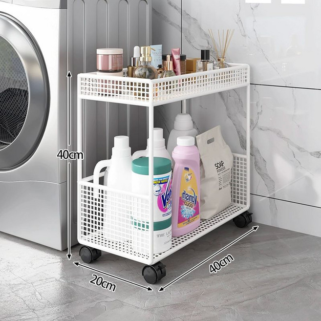 고르미 세탁기옆선반 세제 틈새 옆 틈새장 보관함 중국 우선, 1개, 흰색 2층 대형 이동형