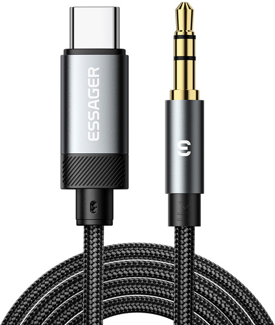 Essager 오디오 C타입 to AUX 케이블 옥스선 HIFI 음질 스마트 DAC 칩 차량용 옥스선, 2개