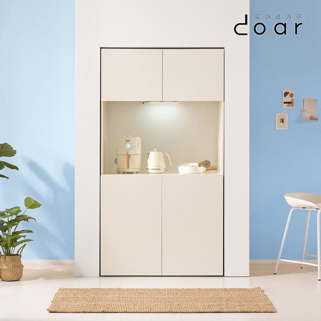 도아르 주방 부엌 김치 냉장고 자리 수납장 빌트인 팬트리장 1000, 무광크림