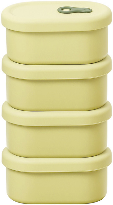 홈하우스 실리콘 스팀홀 밥용기 타원형 650ml, 라임, 4개
