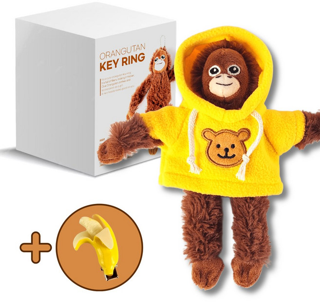 마이너컴퍼니 오랑우탄 원숭이 인형 키링, 옐로우, 1세트