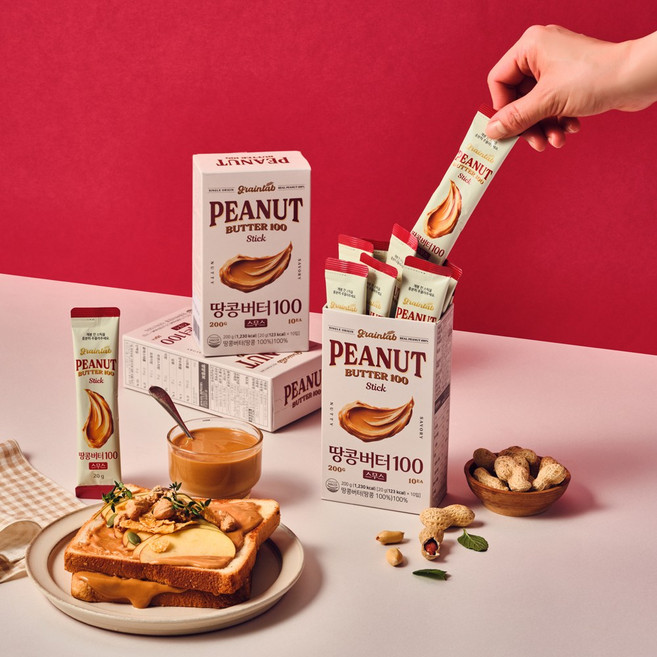 그레인랩 땅콩버터 100 스무스, 1박스, 200g