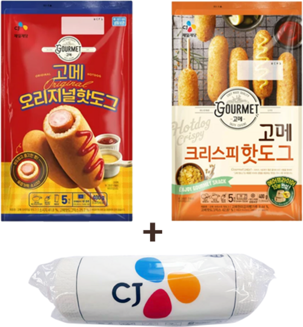 (에이브쇼핑) 고메 오리지널 핫도그 400g + 크리스피 핫도그 400g+ CJ 키친타올 1개 증정, 1세트