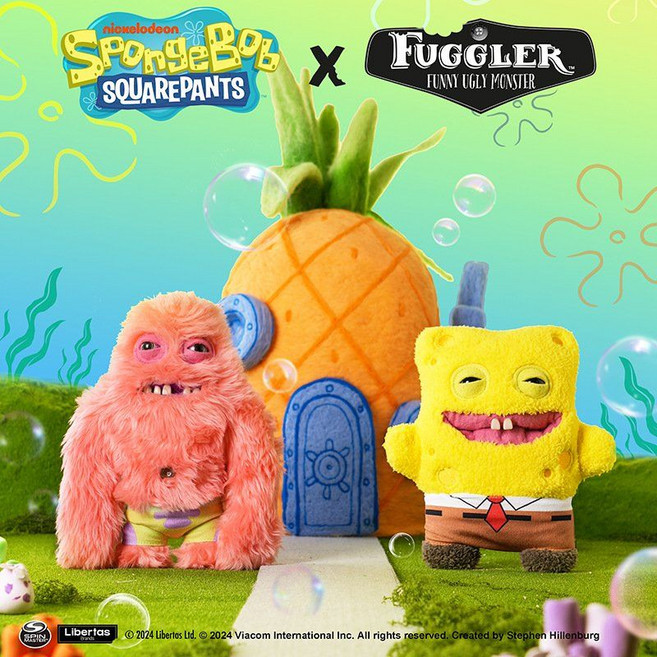 정품 퍼글러 Fuggler 스폰지밥 인형키링 못난이 이빨 몬스터 인형펜던트 선물 징징이 퍼글러 인형키링 약 12cm, 뚱이 퍼글러 인형키링, 1개