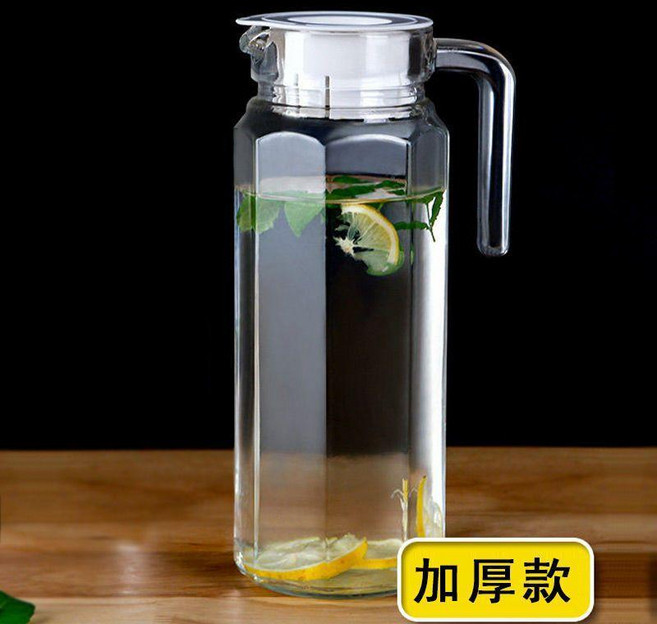 good 大容量無鉛玻璃壺 冷水壺飲料壺涼水壺果汁壺扎啤壺家用水瓶, 1個, 1.1升八角壺, 1.1升, 八角壺