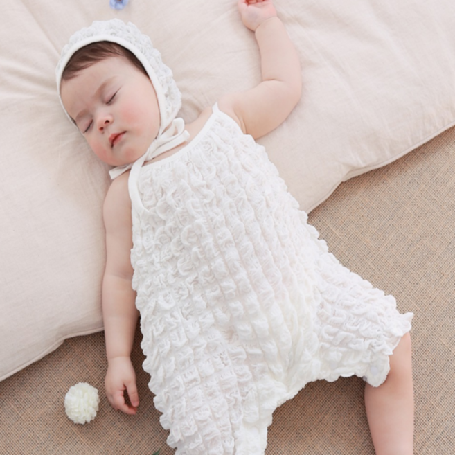 [출산백일선물] 우이동금손 버블팝 끈나시롬퍼+보넷세트 [더스트백]