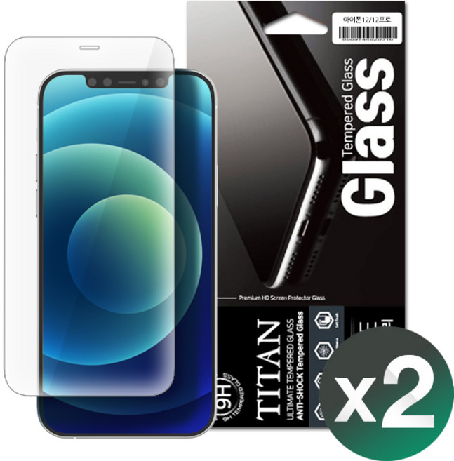 1+1 타이탄 9H 강화유리필름(아이폰16 플러스 프로 프로맥스), 2개