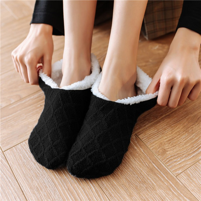 겨울 방한 도톰한 벨벳 와플 덧신 양말 기모 덧신 보온 수면