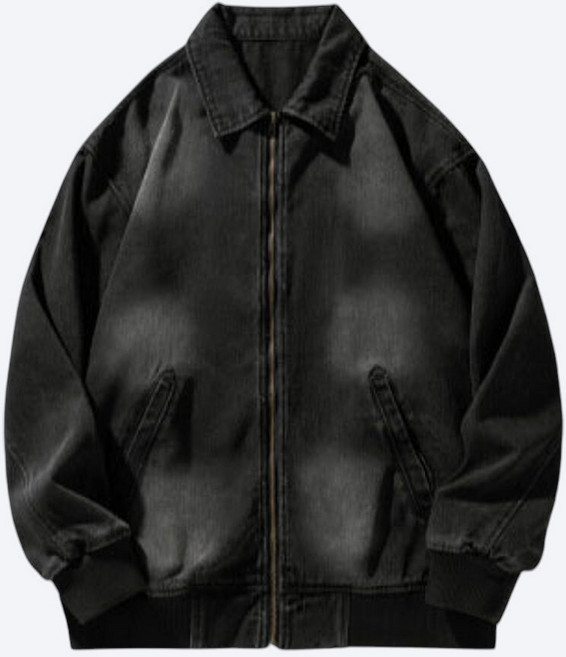 에브리핏 남자 오버핏 워싱 데님 블루종 루즈핏 카라 청 자켓 간절기 캐주얼 아우터