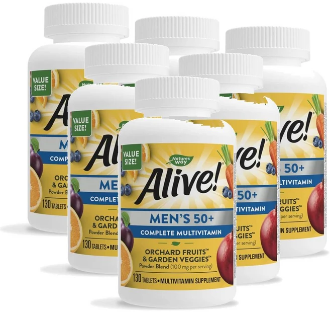 네이처스웨이 얼라이브 50세이상 남성 컴플리트 멀티비타민 Nature's Way Alive Men Multivitamin, 130정, 6개 - 쿠팡