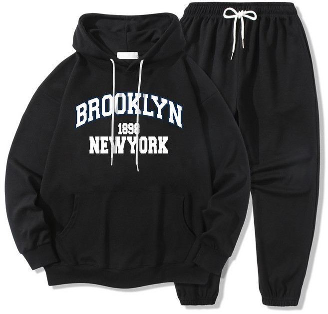 일루소 소프트 특양면 1898뉴욕 후드티 밑밴딩 트레이닝복 상하의 세트